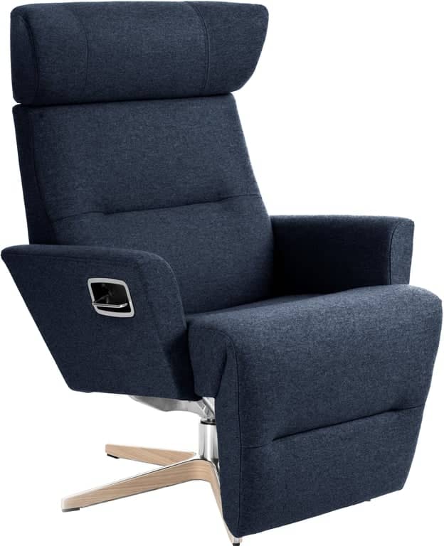 Conform Relieve recliner - Svingfot ubehandlet eik/alu stoff Sheford dark blue - Produktbilde