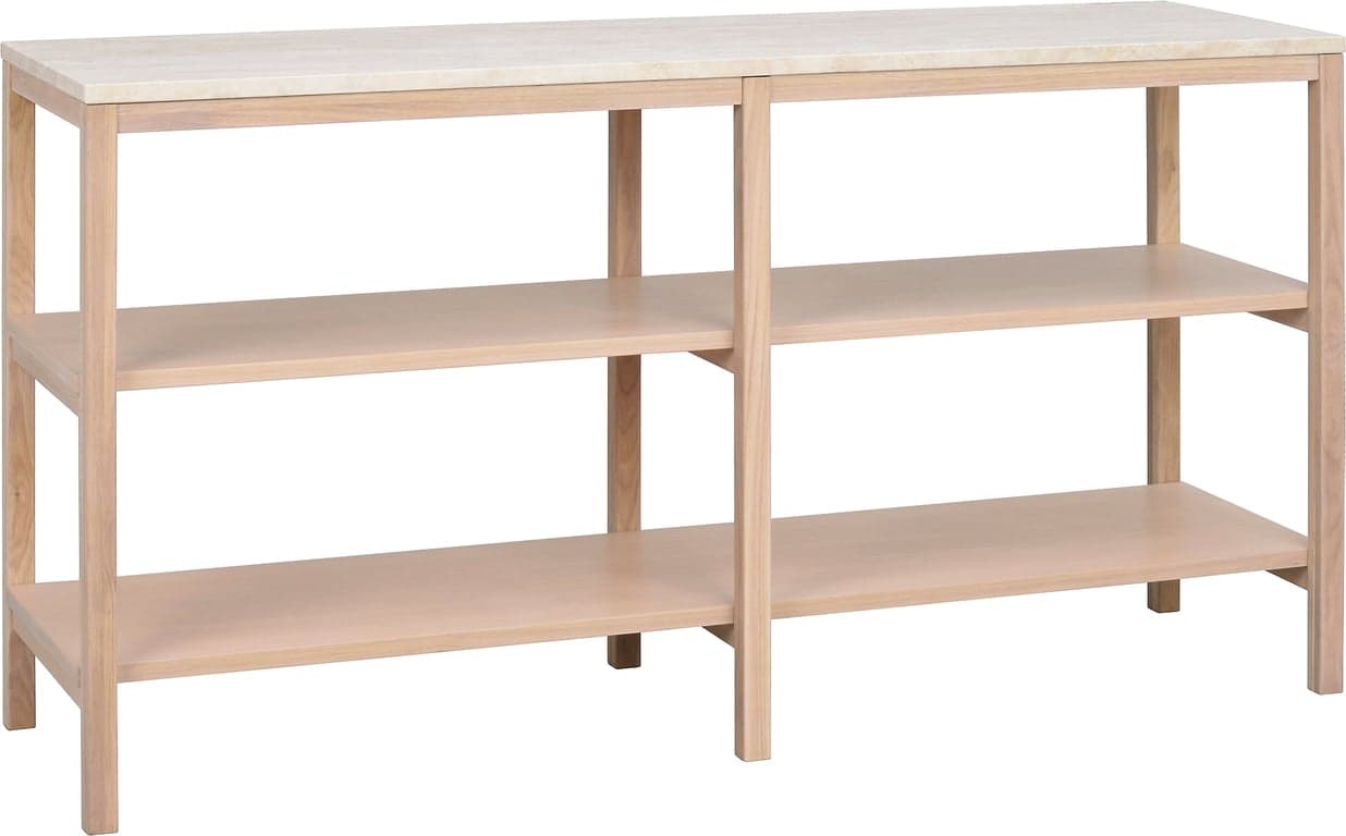 140xH75 beige travertin/hvitpigmentert eik